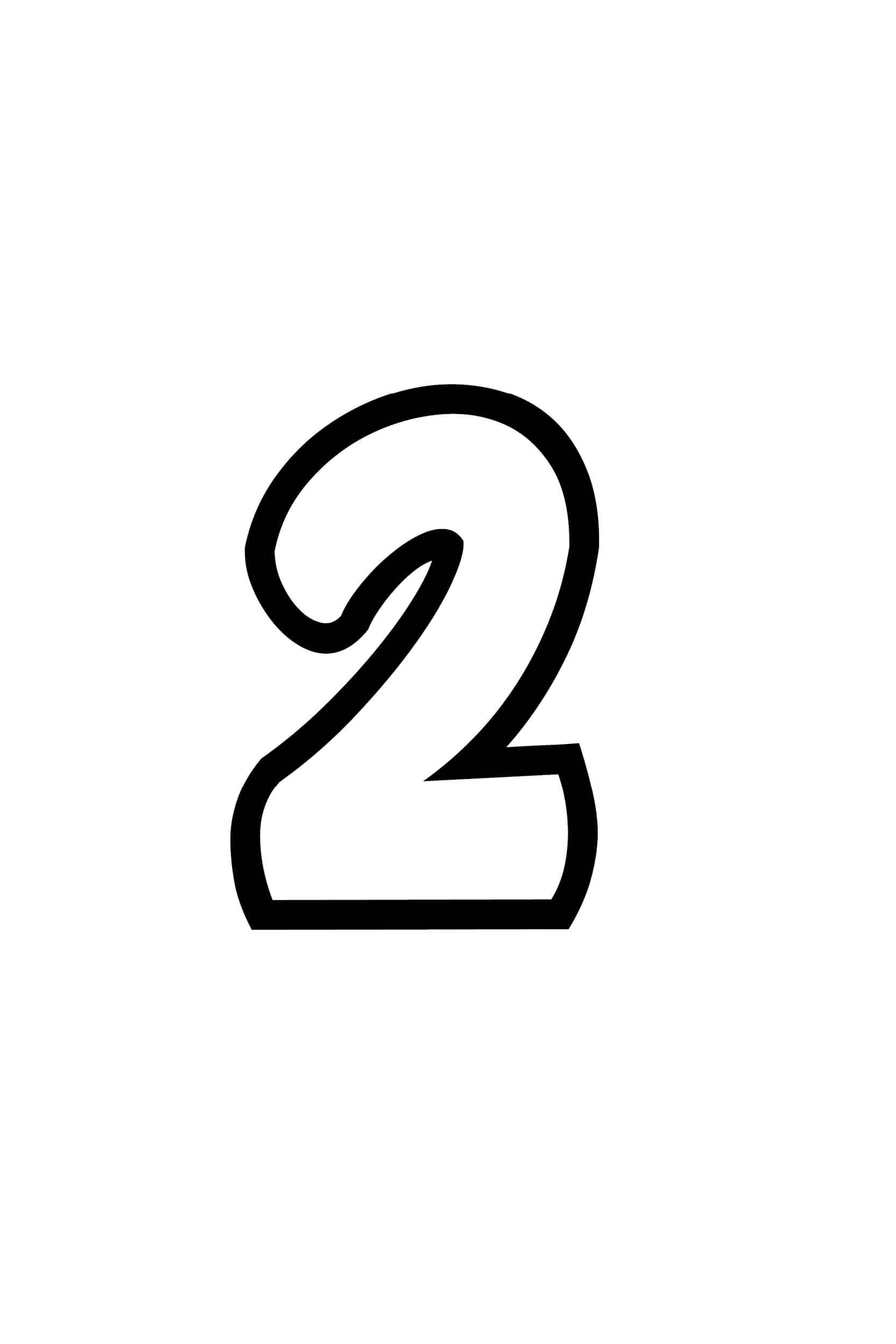 free printable tracing numbers: bubble number 2